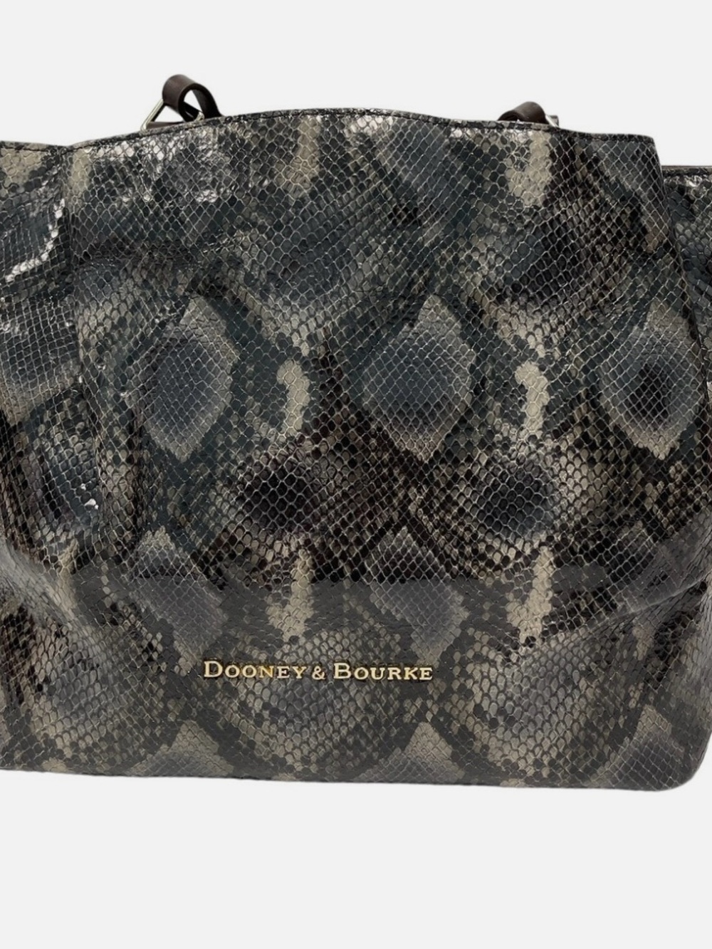 Dooney & Bourke Black and Gray Snake-Print Tote Shoulder Bag Excellent Condition